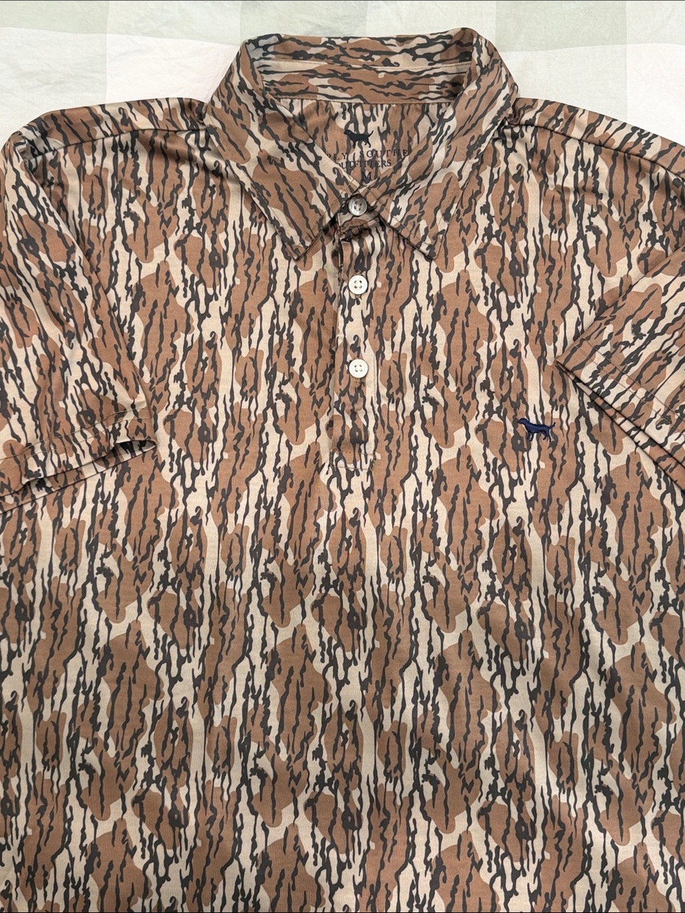 Simply Southern Men's Short-Sleeve Polo in Brown and Tan Print